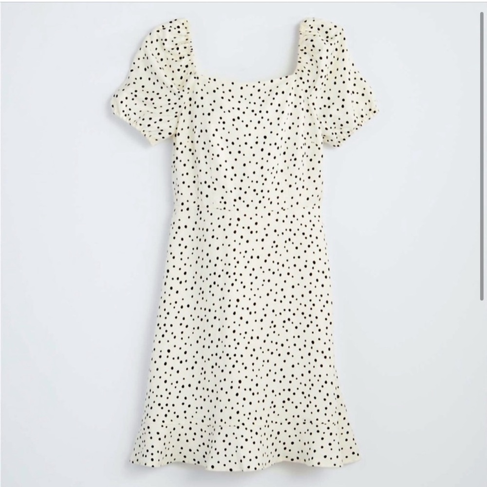 LOFT Dotted Tie Back Flare Mini Dress